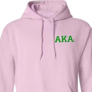 Alpha <b>Kappa</b> Alpha Crest <b>Hoodie</b> Light Pink Green Embroidery Unisex Casual Pullover Sweatshirt in Cotton Fleece - Product Image 2
