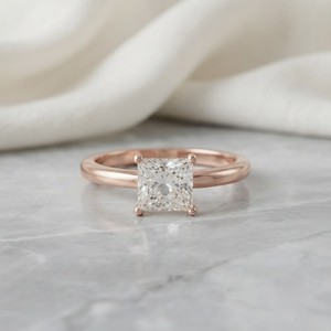 Anillo de Compromiso Solitario con Diamante Cultivado en Laboratorio, Corte Princesa, Certificado IGI, 2 Quilates, Oro Sólido de 14K, Anillo de Novia, Joyas Finas Personalizadas - Product Image 1