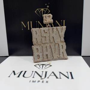 Colgante de Plata de Ley 925 Chapado en Oro Rosa con Diamantes de Moissanita VVS Estilo Hip Hop, Colgante Personalizado con Nombre o Logotipo, Joyería Fina - Product Image 6