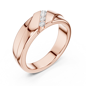 Anillo de Plata de Ley Chapado en Oro Rosa con Moissanita de Corte Redondo y Canal Diagonal, Anillo Ancho para Mujer - Product Image 4