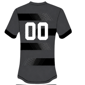 Camiseta de Rugby Gris Carbón/Negro de Manga Corta con Cuello Redondo y Rayas, Uniforme de Equipo Personalizado, Transpirable, para Entrenamiento y Rendimiento Atlético - Product Image 2