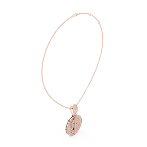 Collier pendentif en or rose 14 carats avec diamant de laboratoire, chaîne à maillons, bijou médaillon de luxe pour mariage, fiançailles, anniversaire - Product Image 4