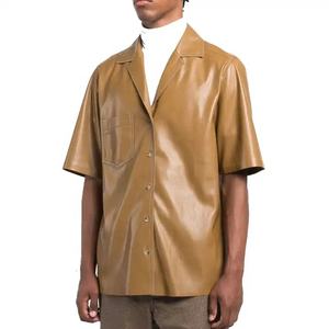 High Quality Men's Summer Real <b>Leather</b> Casual Print Pattern <b>Shirt</b> Custom Logo Design Plus Regular Fit New 6XL Stand Autumn - Product Image 4