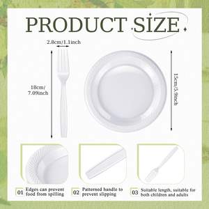 Assiettes à dessert jetables transparentes en plastique de 6 pouces de qualité alimentaire - Biodégradables, écologiques, robustes, pour gâteaux au chocolat et lait - Product Image 2