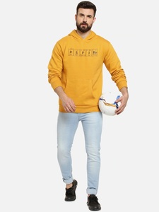 Sudadera con Capucha Amarilla para Hombre, Corte Regular, Tejido de Algodón, con Bolsillo Delantero, Estilo Casual Urbano, para Otoño - Product Image 4