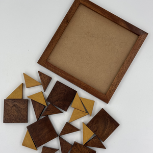 Ensemble de puzzles Tangram en bois faits à la main |   Casse-tête triangulaire en bois de rose indien |   Jeu éducatif IQ pour enfants et adultes - Product Image 4