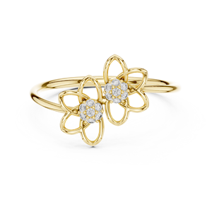 Anillo de Diamantes Moissanite con Diseño Floral Doble en Plata de Ley 925 / Oro Amarillo de 10K, 14K, 18K – Anillo Elegante para Regalo - Product Image 1