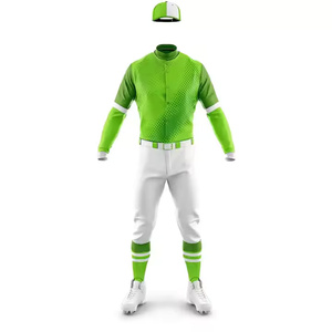 Uniforme de béisbol sublimado de alta calidad en color verde con el logotipo del equipo, número y nombre, hecho con poliéster transpirable de secado rápido. - Product Image 5