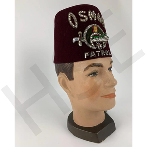 Gorra Masónica Vintage SHRINE con Adorno de Tambor Egipcio y Pedrería de Fieltro - HSE - Product Image 6