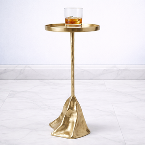 Luxury Sculptural Accent Table Artistic Flow Base Slim Stem Design Elevated Round Top Statement Piece for Contemporary Interiors - Product Image 1