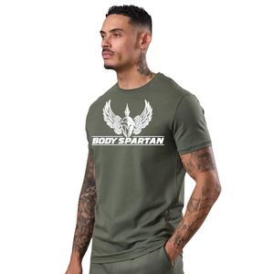 Camiseta Deportiva Casual para Hombre, Cuello Redondo, Manga Corta, Color Verde Oliva, 100% Algodón Transpirable, para Gimnasio, Entrenamiento - Product Image 1
