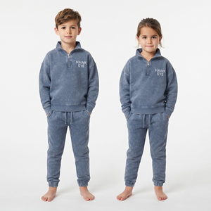 Conjunto Deportivo Unisex de Moda Urbana para Niños, Venta al Por Mayor, Color Sólido Personalizado, Felpa de Algodón Lavado con Ácido, para Niño y Niña - Product Image 1