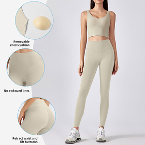 Ensemble de vêtements de sport pour femmes avec logo personnalisé, soutien-gorge de sport longue portée antichoc pour la course à pied et l'intensité élevée, vêtements de yoga, ensemble de fitness, tenue de sport pour la salle de sport - Product Image 5