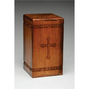 High-End Custom Wood Funeral Urn Timber Urn for Adult Ashes - Durable Spline-Reinforced <b>Wooden</b> Urn <b>Box</b> <b>Memorial</b> Supplies - Product Image 2