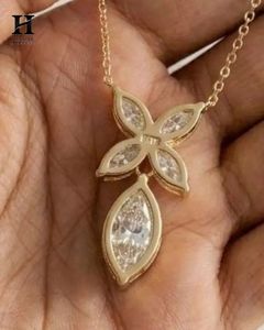 Pendentif floral personnalisé en or 14 carats avec diamant marquise, breloque délicate en diamant pour collier, vente en gros de bijoux fins - Product Image 6