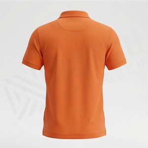 Men's <b>Orange</b> Short Sleeve <b>Polo</b> Shirt Solid Color Knitted Pique Fabric Casual Style Regular Fit - Product Image 2