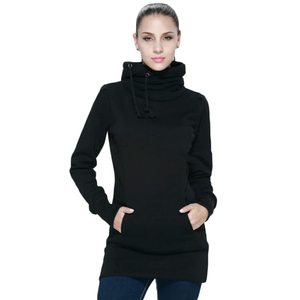<b>Women</b> Longline <b>Cowl</b> <b>Neck</b> <b>Hoodie</b> Slim Fit Athleisure Techwear Fleece Pullover Extended Sleeve Streetwear OEM Custom - Product Image 5