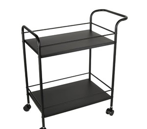 Chariot de bar en métal, chariot à boissons roulant, chariot de service utilitaire avec 2 étagères de rangement pour salle à manger d'hôtel - Product Image 4