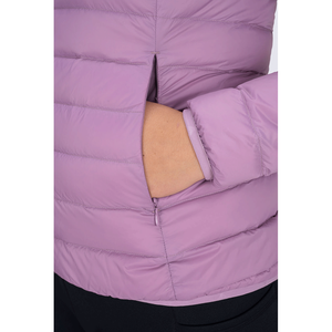 Chaqueta acolchada con capucha morada para mujer, abrigo de invierno con cremallera y manga larga - Product Image 3