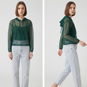 Sudadera con Capucha Transparente de Malla 100% Poliéster para Mujer, Ropa Sexy para Club Nocturno, Sudadera Ligera de Secado Rápido para Mujer - Product Image 6