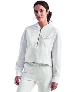 Sweat-shirt à capuche court pour femme, personnalisé avec impression en relief, 100% coton molletonné, écologique, coupe-vent, pour l'hiver - Product Image 3