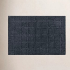 Dark Blue Rectangular Bath <b>Mat</b> With Grid Pattern Soft Non <b>Slip</b> Surface For Bathroom Use - Product Image 4