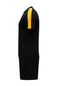 Ensemble de maillot de football à manches courtes pour hommes, noir et or, col rond, en polyester anti-humidité, vêtements de sport pour toutes les saisons - Product Image 3