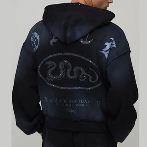 Rainbow <b>Spray</b> Customized Design Men Streetwear Factory Men's Punk Street <b>Style</b> Graphic Print Rhinestone Embellished Ninja Hoodie - Product Image 1