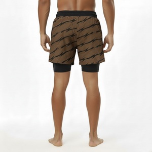 Men's Black Double Deck Waterproof Eco-Friendly Quick Dry Breathable Drawstring Closure Canvas Sport Gym Workout Board <b>Shorts</b> - Product Image 3