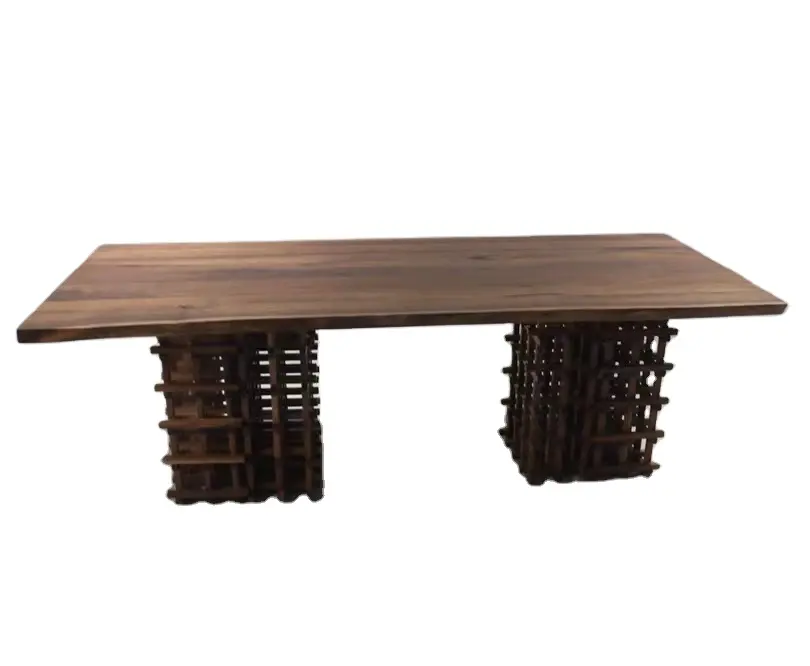 Offerta di fabbrica noce nero legno massello incollato tavolo bordo dal vivo colore naturale tavola in legno personalizzare dimensioni 2100*910mm