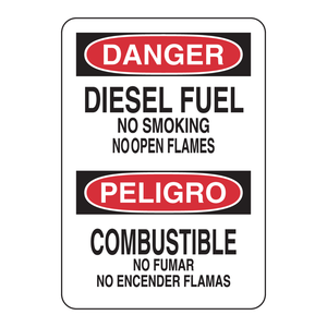 Panneau de signalisation bilingue de danger de carburant diesel - Imprimé UV sur PVC/Aluminium pour la sécurité intérieure et extérieure - Product Image 1