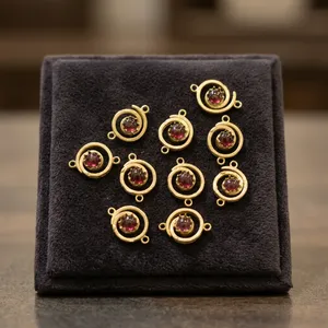 <b>Garnet</b> Brass Jewelry Charm Natural Gemstone <b>Pendant</b> for Necklace Bracelet Making - Product Image 2