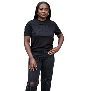 3.All Black 1920 Camiseta de chenilla para mujer con letras griegas Zeta Phi Beta, ropa informal de calle, Top de algodón de primera calidad - Product Image 6