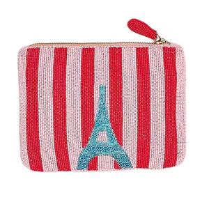 Porte-monnaie perlé en laine de qualité supérieure, personnalisable, avec fermeture éclair, en laine de qualité supérieure, coloré, à thème Amour - Product Image 1