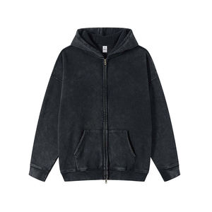 Sweat-shirt à capuche zippé noir pour homme, couleur unie, coupe décontractée, poche, manches classiques, tissu polaire, 100% coton - Product Image 6