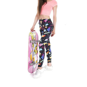 High Waist Solid Yoga <b>Leggings</b> <b>Ankle</b> <b>Length</b> Four-Way Stretch Cotton Bamboo Fiber Seamless Elastic Waist Tummy Control Pants - Product Image 3