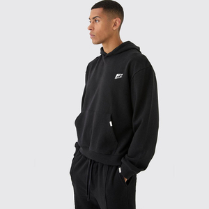 Sweat-shirt à capuche surdimensionné en molleton 100 % coton épais pour hommes, avec logo brodé personnalisé sur le devant – Vente en gros - Product Image 1