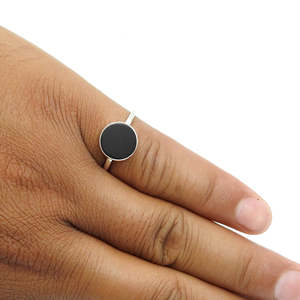 Round Cut Black Onyx Cocktail <b>Statement</b> <b>Ring</b> Made of 925 Sterling <b>Silver</b> Handmade Bohemian Jewelry Available At Reasonable Price - Product Image 2