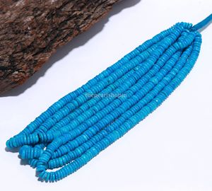 Perles de Turquoise Naturelle Heishi en Forme de Pneu 6-7mm, Perles Lisses en Turquoise en Forme de Roue, Prix de Gros, Fil de Perles de Pierres Précieuses en Vrac 16 Pouces - Product Image 2