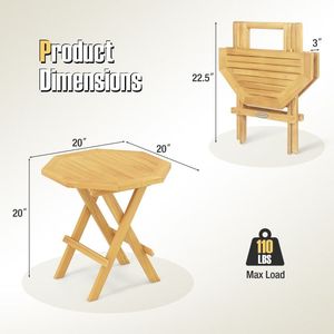 Tavolino da Caffè Ottagonale con Gambe a X e Piano Scanalato in Legno di Teak Resistente per Uso Esterno - Product Image 5