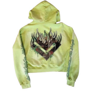 Sudadera con Capucha Estilo Retro, Lavada al Ácido, con Bordado Personalizado, Precio Económico, Ropa Urbana, Sudadera con Efecto Desgastado - Product Image 2