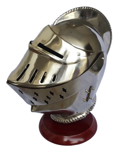 Casco de Caballero Medieval Decorativo, Pieza Decorativa con Acabado Plateado Antiguo, Casco de Caballero de Metal para Exhibición en el Hogar, Oficina, Escritorio o Mesa - Product Image 1
