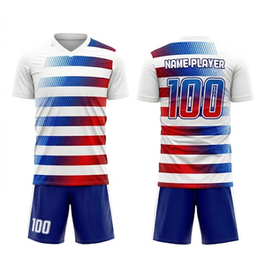 High Quality Soccer Uniform Sets Custom Football Jerseys Breathable Lightweight Short Sleeve Heat-Transfer Printed Wholesale OEM - Product Image 3