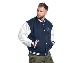 New Trendy Lettermen Bomber Jacket 100% Wool/Polyester/Cotton Canvas Casual <b>Winter</b> Front Logo Customizable Fabric <b>Fleece</b> Lining - Product Image 4