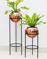 Support de Plantes Décoratif Moderne en Fer Thermolaqué Écologique Durable Léger avec Trou de Drainage Option Suspendue pour Jardin et Maison