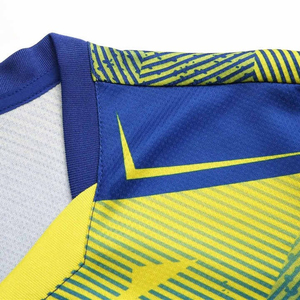 Unisex Tennis Apparel Set Blue Yellow Gradient Sublimated Short Sleeve Top With <b>Black</b> Shorts Moisture Wicking Athletic Fit - Product Image 5