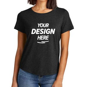 T-shirt pour femme de haute qualité, coupe ajustée, logo personnalisé, en spandex/coton, anti-rides, respirant, pour l'été - Product Image 1