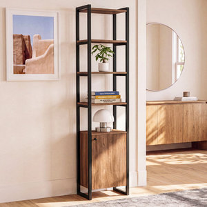 Bibliothèque Redford, haute et étroite, avec structure métallique, étagères en bois massif, meuble de rangement, style industriel moderne, pour salon - Product Image 4