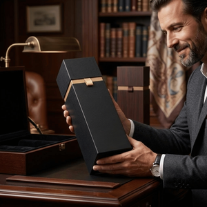 Eco Friendly Kraft Paper Bottle Gift <b>Box</b> |Matt Laminated Embossed Packaging with Sponge Lining for Single & Double Bottles <b>Brown</b> - Product Image 2