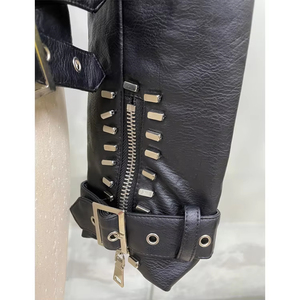 Chaqueta de Motociclista de Cuero PU Estilo Punk para Hombre con Remaches, Cierre de Cremallera y Cuello Camisero - Product Image 4